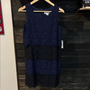 Jessica Simpson Navy and Black Lace Midi Dress